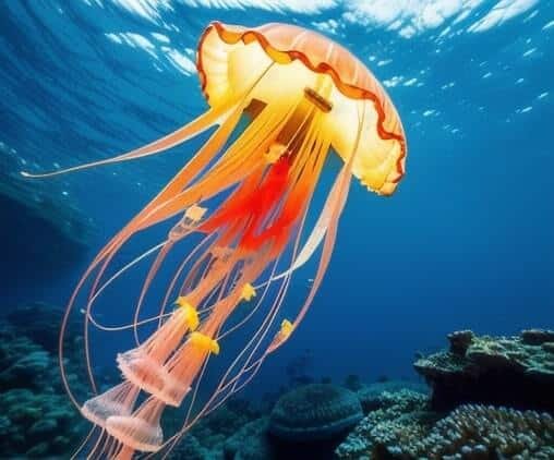 A jellyfish floating in the sea
