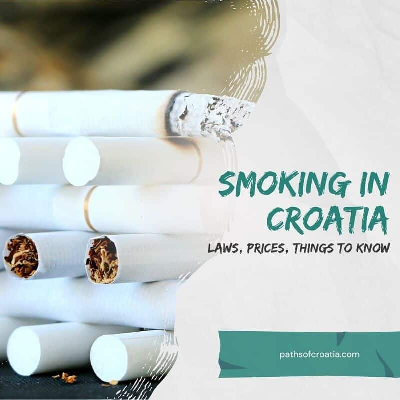 Cigarettes and the text "smoking in Croatia, laws, prices and things to know"